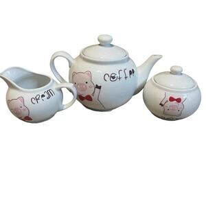 Haus Pig 3 Piece Teapot Set Creamer Sugar